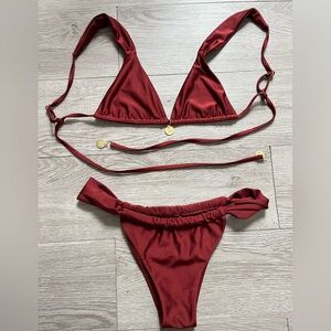 Kulani Kinis Sweet Cinnamon Set – Bralette Top + Ruched Thong Bottom – Size S